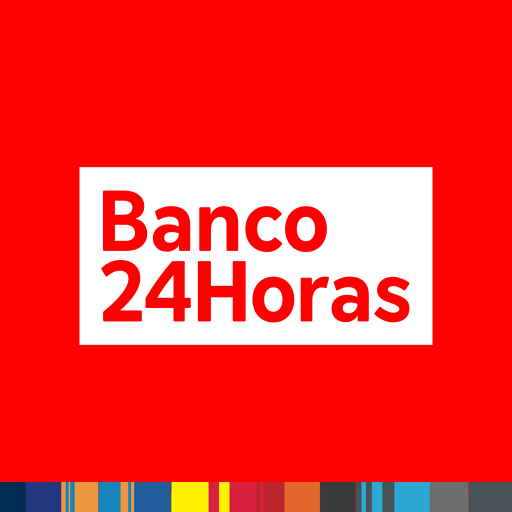 Logo Banco24Horas em fundo vermelho