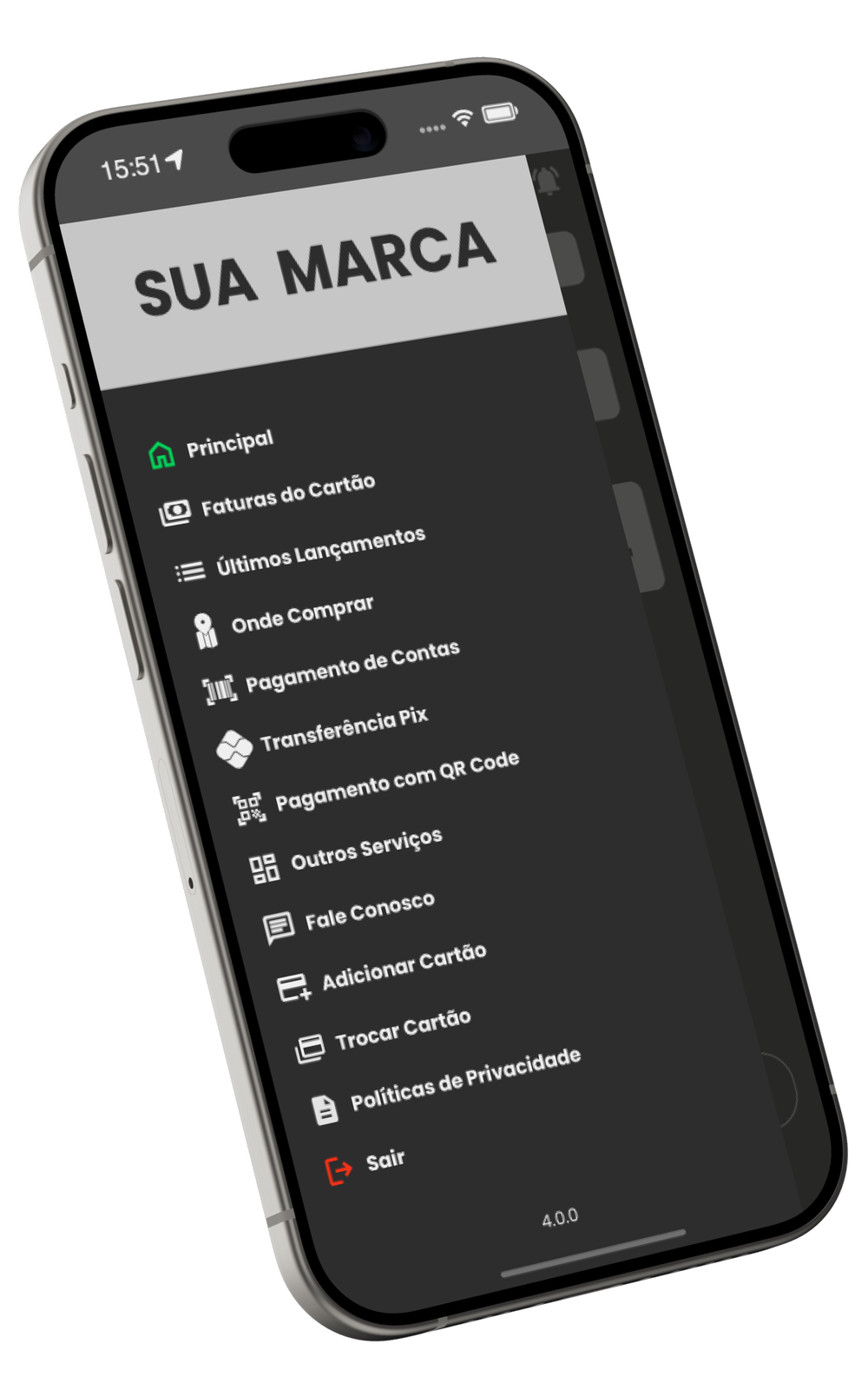 Mockup do aplicativo do portador ALGORIX personalizado